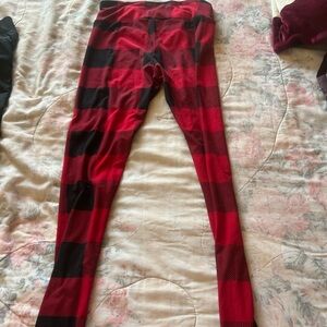 No Boundaries Red and Black Checkered Leggings